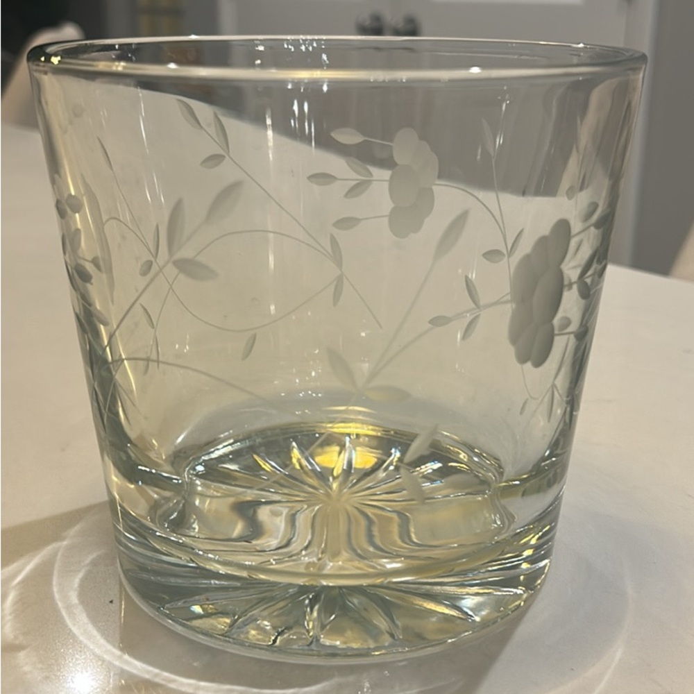 Princess House Crystal - Floral Etched Glass Ice Bucket